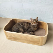 猫のスクラッチボード  楕円形の無垢材段ボール紙  無垢材の猫用ベッド 【段ボールは交換可能】蒸れません