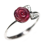高品質 トルマリン 薔薇彫り sv925 リング 指輪 フリー【FOREST 天然石 パワーストーン】