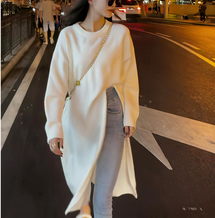 大人旬Style 韓国ファッション スプリット ニットワンピース レトロ デザインセンス 怠惰な風