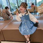 2022春夏新作  可愛い 女の子　シャツ デニムのスカート   ベビー服  ワンピース 韓国子供服