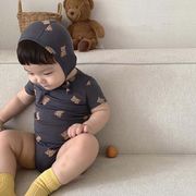 2022春夏新作 韓国風子供服 ベビー服 女の子男の子 幼児 帽子+連体服 4色