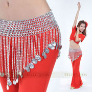 ベリーダンス衣装 インドダンス ヒップスカーフ コスチューム タッセル 飾りベルト ビーズ＆コイン 3色