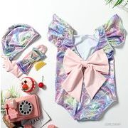 アウトレット価格  韓国風子供服 水着 バックリボンフリル  ワンピース水着 女の子 トレンド  2022夏