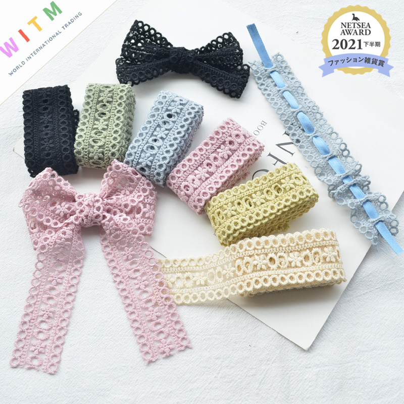 no.98 ハンドメイド デニムとレースリボンのアンティーク調ヘア