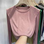 韓国ファッション 日よけします トップス ゆったりする 薄い 無地 ボタン 長袖 Tシャツ 2022年春夏