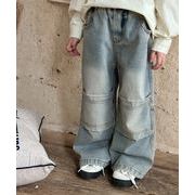 韓国風子供服   男の子の女の子    ジーンズ   キッズ服    ロングパンツ   ズボン