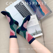 靴下　ソックス　個性　デザイン　レディース　韓国ファッション　INS　バイカラー