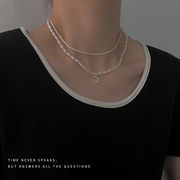 ファッション 新作 真珠のネックレス 二層ネックレス ムーンペンダントネックレス