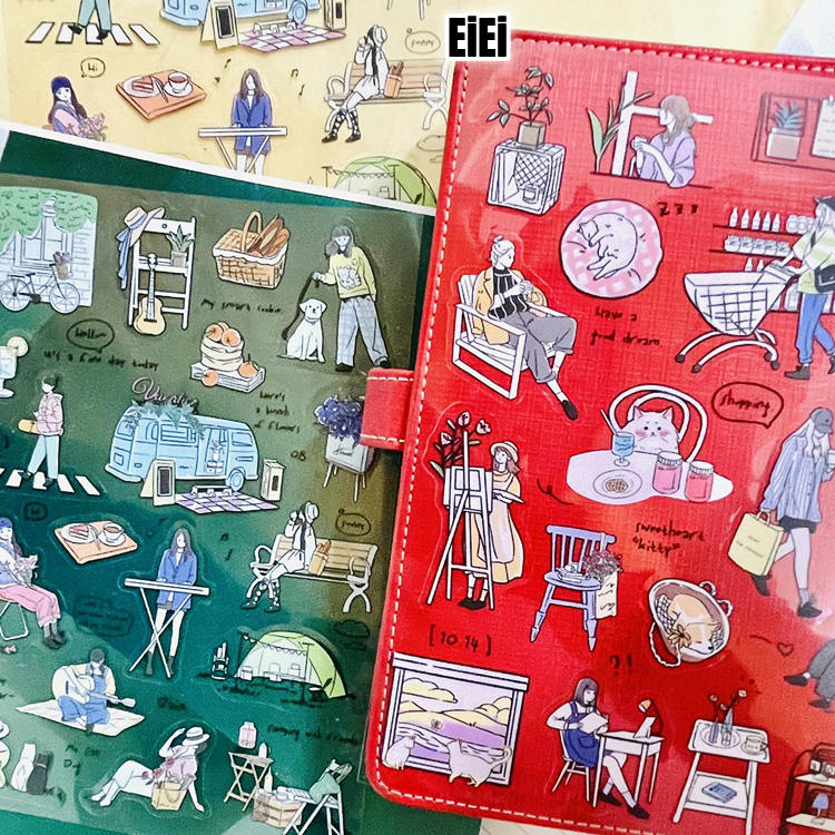 クリアシール 手書き風 クリアステッカー 海外 コラージュ 素材