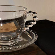 透明な ガラス ハンドル デザインセンス 大人気 コーヒーカップソーサー セット
