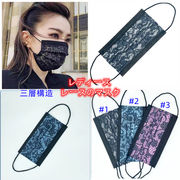 レディース 不織布マスク 使い捨てマスク 大人用 三層構造 飛沫防止 ウイルス 花粉対策 防塵 レースマスク