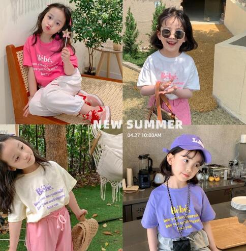 2022夏新作★女の子 韓国版 カジュアル 半袖 Tシャツ 赤ちゃん 夏服 洋風 可愛い 子供服