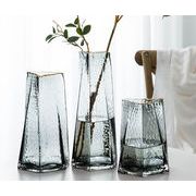 満足度99％ 早い者勝ち 花瓶 創造性 金の絵 リビングルーム 装飾品 テーブル ハンマーパターン ガラス