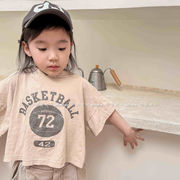 子供用半袖Tシャツ2022年夏韓国語版男の子と女の子のアルファベットプリントベビーカジュアルトップ
