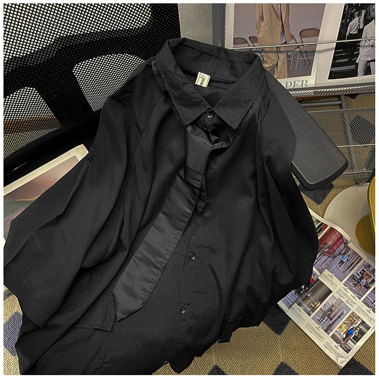 大HIT記念お見逃しなく  シャツ ゆったりする レトロ 気質 デザインセンス 学院風 ネクタイ 半袖
