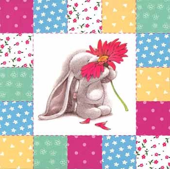 グリーティングカード 多目的 マザーズデイ/母の日「赤い花とうさぎ」ウサギ メッセージカード
