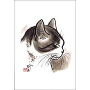 ポストカード 中浜稔「居眠り」猫 ネコ 墨絵作家 アート ネコ