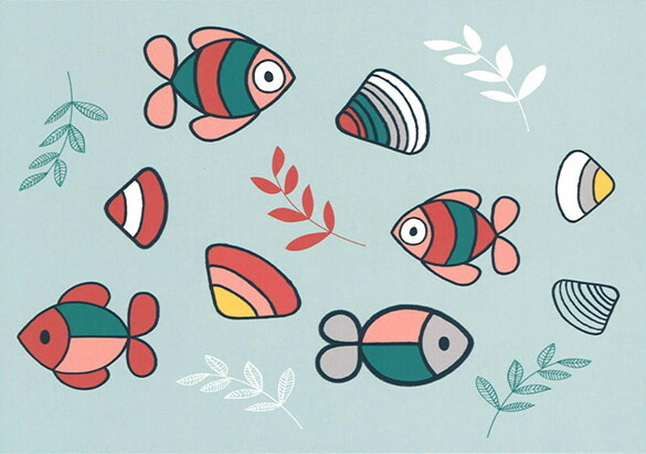 ポストカード ミッフィー/ディック・ブルーナ「海を泳ぐお魚と貝」イラスト 絵本