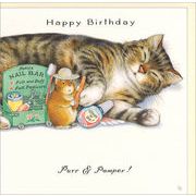 グリーティングカード 誕生日/バースデー ピーター・クロス「爪とぎをする猫とネズミ」