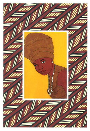 ポストカード アート アフリカンアート「金のスカーフを巻いた女の肖像」名画 郵便はがき