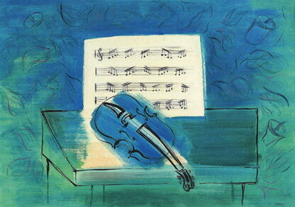 ポストカード アート デュフィ「青いヴァイオリン」名画 郵便はがき 楽器