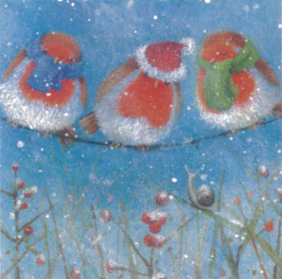 グリーティングカード クリスマス「クリスマスの三羽の鳥」メッセージカード