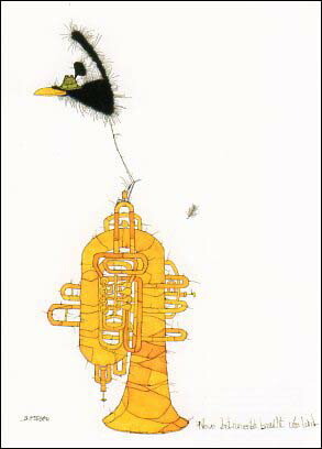 ポストカード イラスト マイケル・フェルナー「新しい楽器を必要としている国」名画 郵便はがき