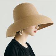 季節の流行・日除け帽・レディース・草編み・人気・ファッション帽子・5色