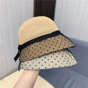 麦わら帽子　帽子　バケットハット　夏新作　UVカット　つば広　日焼け防止　紫外線対策　水玉