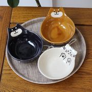 【2022春夏新作】 小皿 丸皿 プレート 醤油皿 子供 陶器 猫柄 ネコ柄 食器