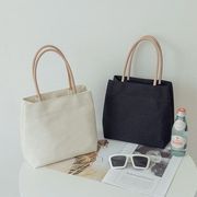 シンプルな色のキャンバスハンドバッグ女性夏韓版大容量出勤バッグレジャーバッグ布バッグ弁当箱袋
