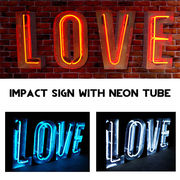 【IMPACT SIGN w/NEON TUBE】 【SUPER SALE】 最高のアイキャッチ "LOVE" アメリカの看板 ネオン付 文字