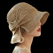 麦わら帽子　帽子　夏UVカット　つば広　日焼け防止　紫外線対策　蝶結び