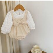 2022 秋新作 長袖 連体服 赤ん坊 女の子 大きなリボン 花 かわいい 子供服