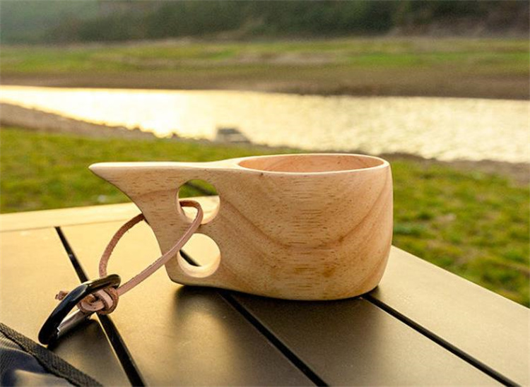 独特の存在感 木製カップ キャンプ キャンプ 用品 木製ボウル アウトドア 木製ハンドルカップ