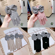 手袋　レディース　韓国ファッション　デザイン　秋冬　防寒　リボン　千鳥柄