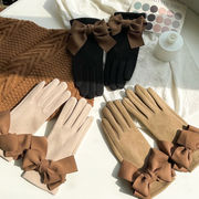 手袋　レディース　韓国ファッション　パール　デザイン　秋冬　防寒　リボン