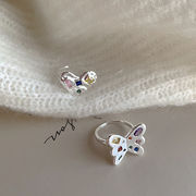 指輪　リング　メタル　胡蝶　ハート　アクセサリー　デザイン　ジルコニア　韓国ファッション