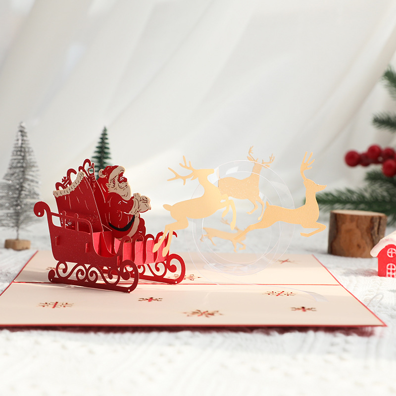 立体 3D  クリスマスカード  封筒や  バースデー 立体カード  ポップアップ  クリスマス   鹿車