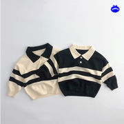 キッズ服　秋新作　Tシャツ　長袖　セーター　ニット商品　ストライプ　ユニセックス　2色展開　80#-130#