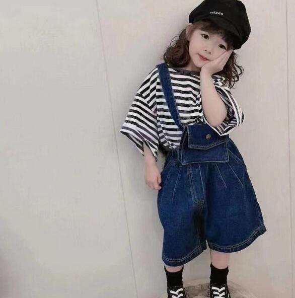 夏新作 子供服  キッズ 3点セット ｔシャツ 半袖トップス+デニムパンツ+鞄 セットアップ 韓国ファッション