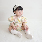 韓国子供服   ロンパース   半袖  可愛い  花柄   女の子   ベビー服  カバーオール  2色