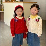 2022   人気 子供服  韓国風子供服 ベビー服　花柄　可愛い ニットセーター　　 カーディガン2色