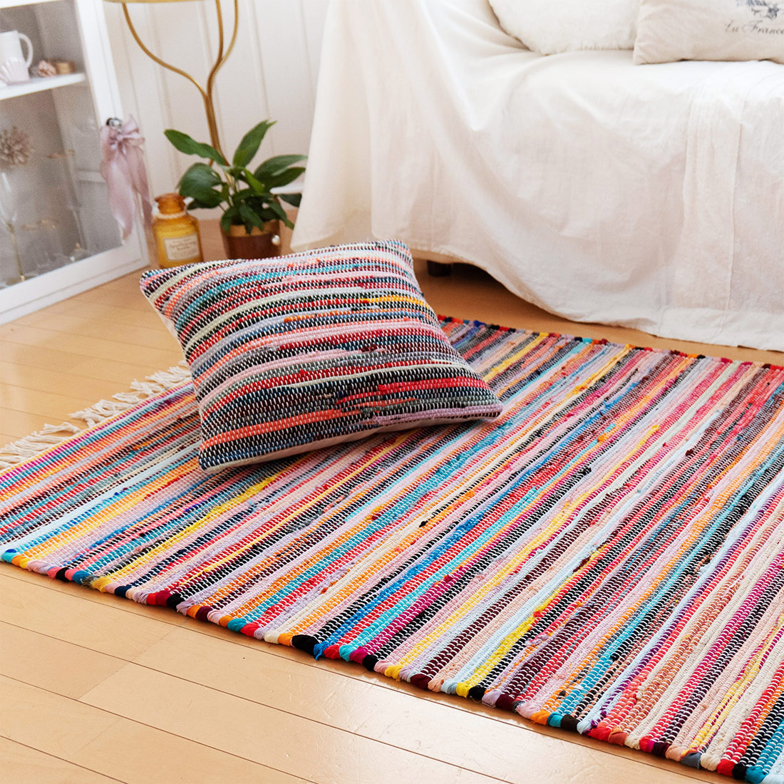 クッションカバー ミックスカラーチンディ[カラフル ストライプ