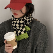 2022秋冬新作  スカーフ    韓国ファッション  女子用  マフラー    保温  白黒グリッド   150CM