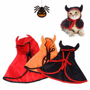 激安 ペット用品 犬用猫用 大中小型犬/猫 ハロウィン Halloween 悪魔 フード付マント S-L