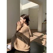 2022冬INS★韓国風  ローゲージフード ニットワンピース