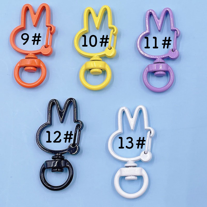 13色】うさぎ型カラビナ 回転カン付き カラフル DIYパーツ 手芸 基礎