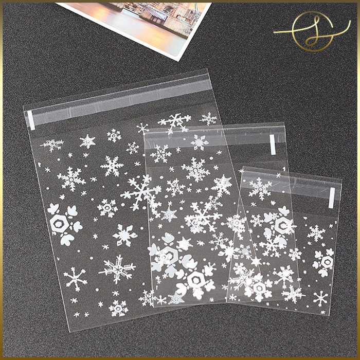 雪の結晶透明OPP袋 クリスマス テープ付き ギフト袋 ラッピング袋 包装 ラッピング用品 梱包材