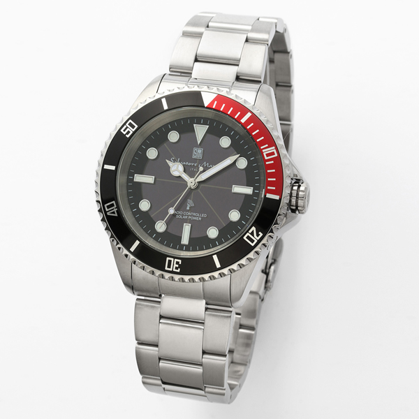 正規品 SalvatoreMarra 腕時計 サルバトーレマーラ  SM22110-SSBKRD 10気圧防水 ソーラー充電 メタルベルト
